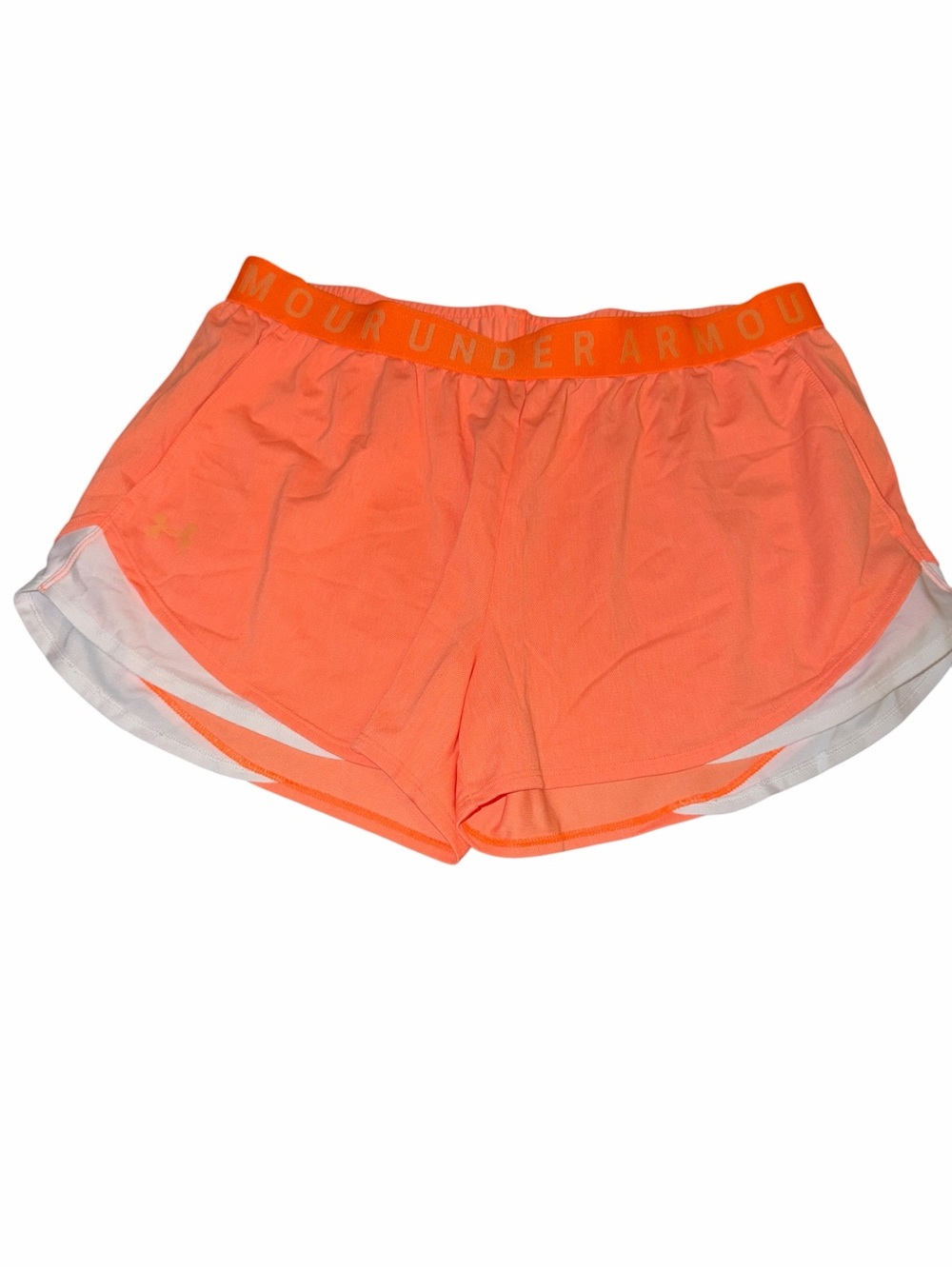 Under Armour Neon Orange Women's Running Shorts with White Trim